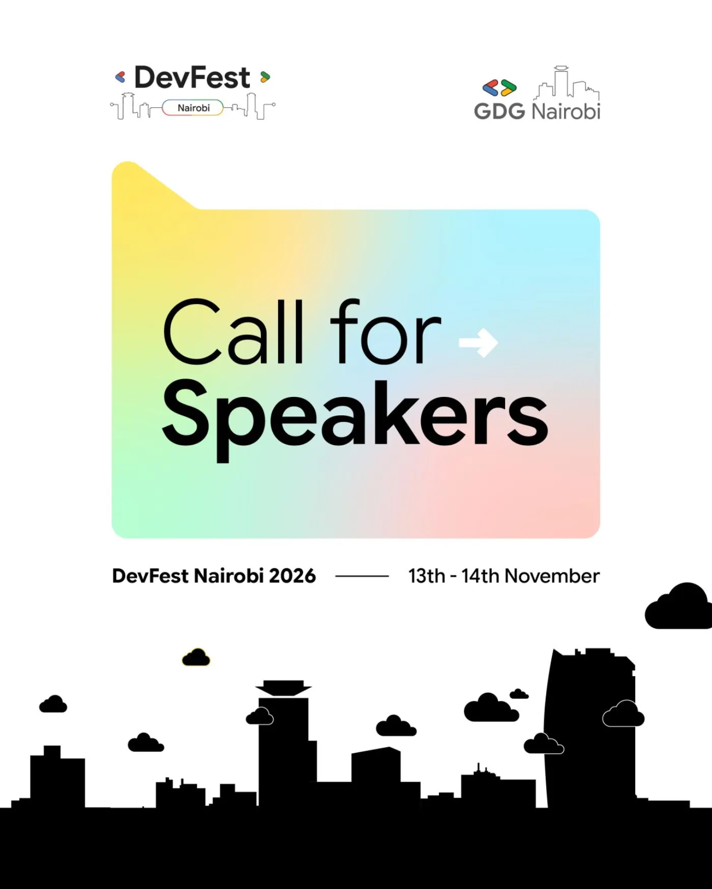DevFest Nairobi 2026 call-for-speakers poster